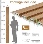 WPC Slat Wall Panels 8 Pack 96" x 6", Waterproof Fluted Wall Paneling, Accent - Image 5