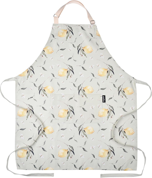 Premium Adjustable Cooking Aprons for Women with Pockets| Poly-Cotton Waterproof Kitchen Apron| Cute Floral Design, Long Ties