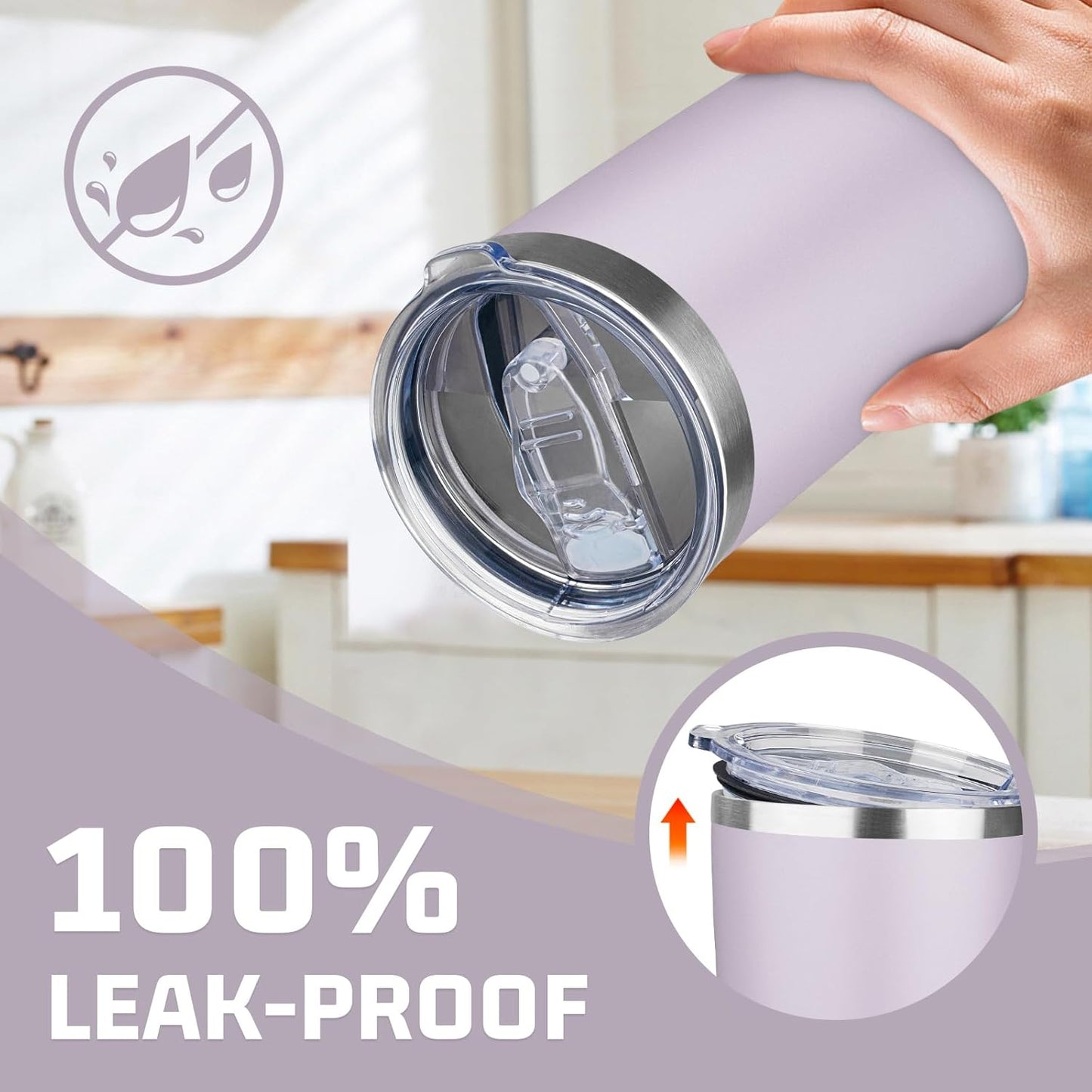 20oz Tumbler with Lid Double Wall Vacuum Insulated Travel Coffee Mug Stainless Steel Thermal Cup Powder Coated Sturdy Coffee Tumbler Bulk for Hot and Cold Beverage (Purple,4)