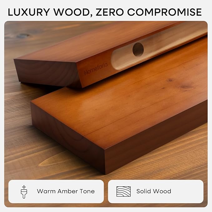 Homeforia Oak Floating Shelves 42 inch Long, High End Solid Real Wood 42inch - Image 3