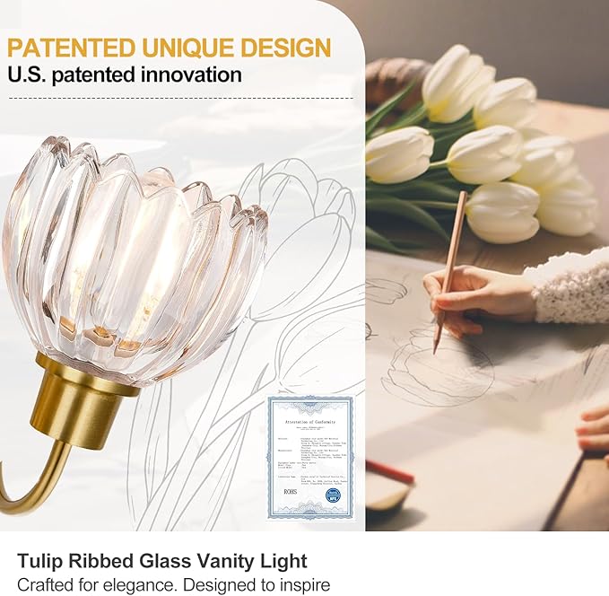 Bathroom Vanity Light, Brushed Gold Vanity Lights - Image 6