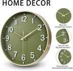 HZDHCLH Wall Clocks Battery Operated, Wall Clock Green Gold, 12 inch Wall Clock - Image 2