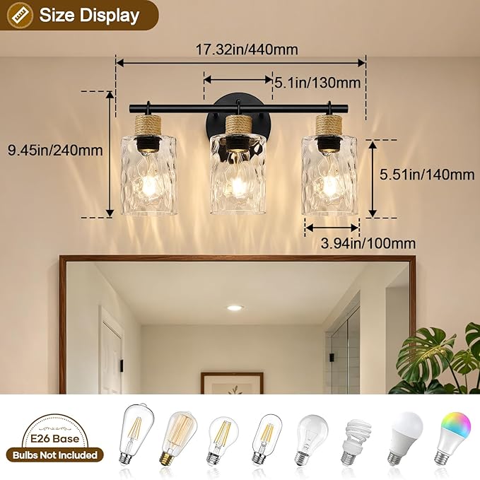 MOKATNG Bathroom Light Fixtures, 3-Light Coastal Vanity Lights - Image 8