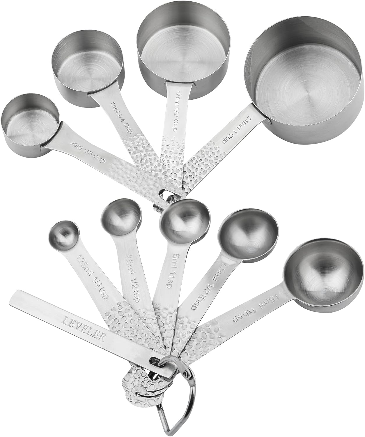 Measuring Cups and Spoons Set, 18/8 Stainless Steel Measuring Tools for Baking & Cooking, 4 Kitchen Measuring Cups and 5 Metric Measuring Spoons with Leveler for Liquid & Drying