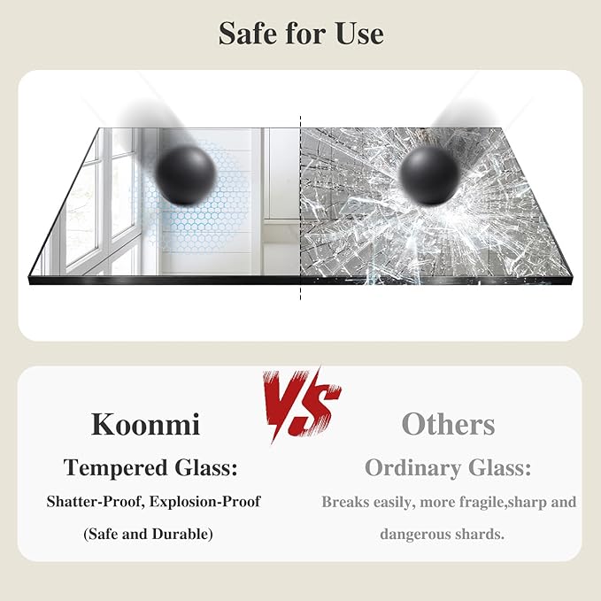 Koonmi Black Mirrors for Wall, 30x30 Inch Bathroom Mirror, Rectangular Wall - Image 5
