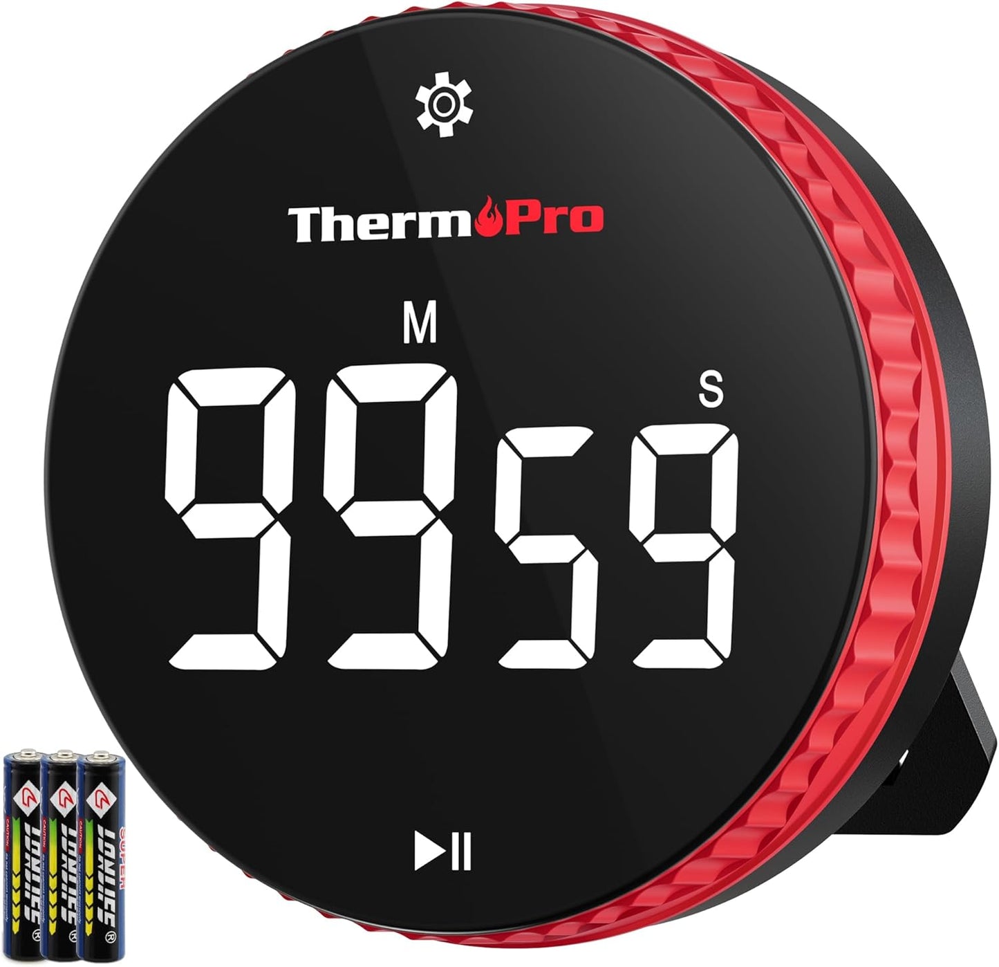 ThermoPro 99-Hour Digital Kitchen Timer with Strong Magnetic & Stable Stand, Classroom Timers with 3-Volume-Level, Stopwatch/Timer with Large LED Display, Digital Timers for Classroom, Office & Gym