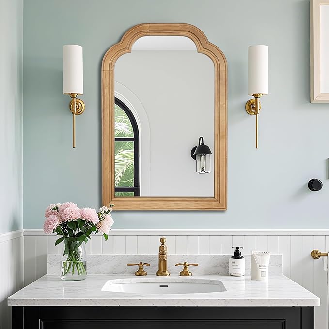 Wood Bathroom Mirror for Wall, 24 x 16 Inch Decorative Wall Mirror - Image 8