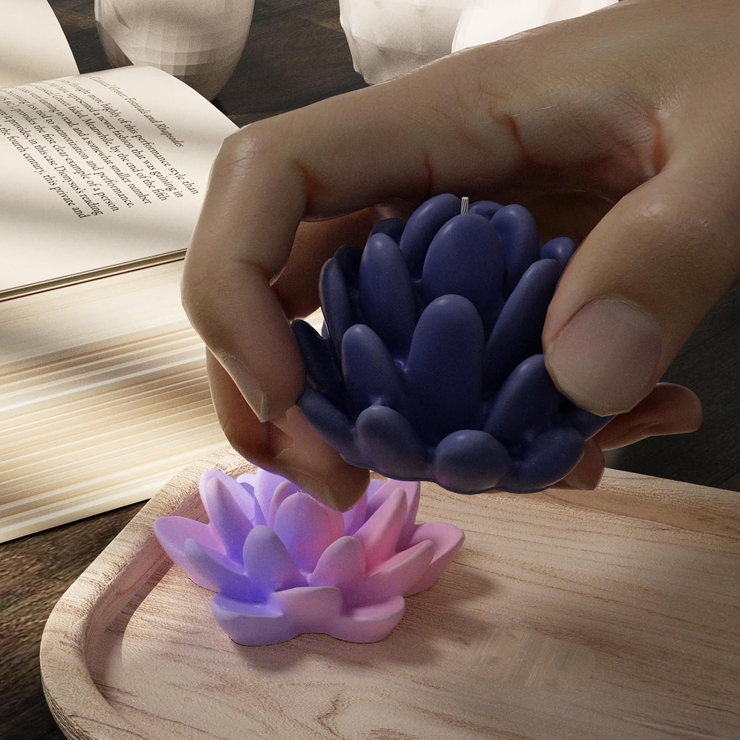 18 Pack Flower Succulent Candle Molds Peony Rose Resin Casting Silicone Molds for Home Decor & Candle Making Wave Spiral Mold