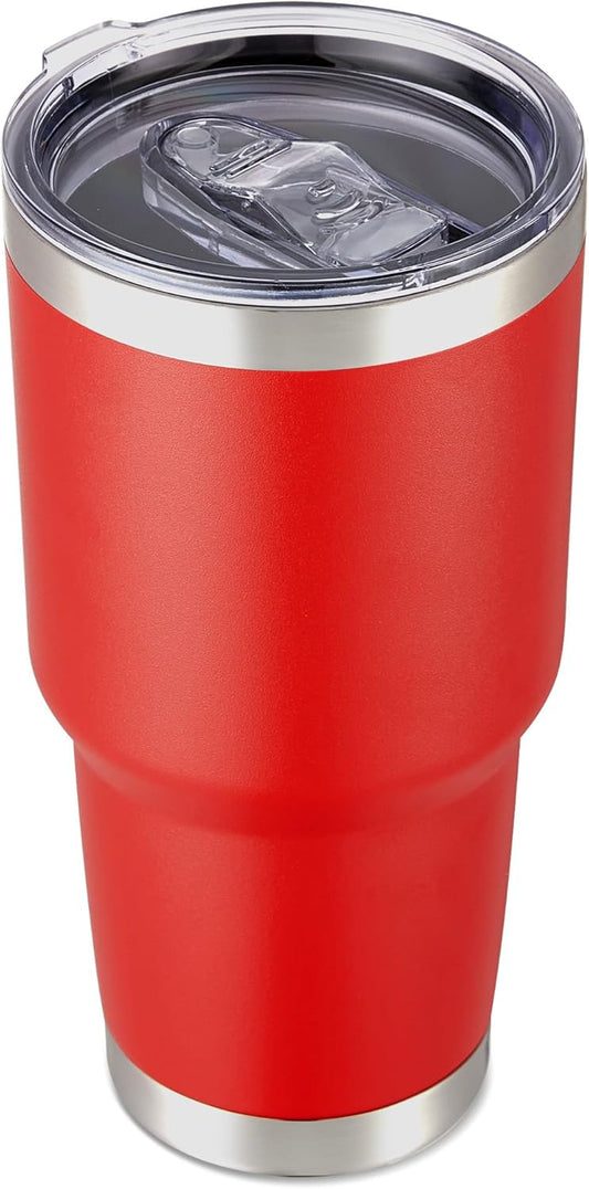 30 oz Tumbler with Lid Stainless Steel Tumblers Vacuum Insulated Cup Reusable Powder Coated Travel Mug Double Wall Leak Proof Portable Cups Keep Cold Drinks for 12 Hours, Wine Red, 1 Pack