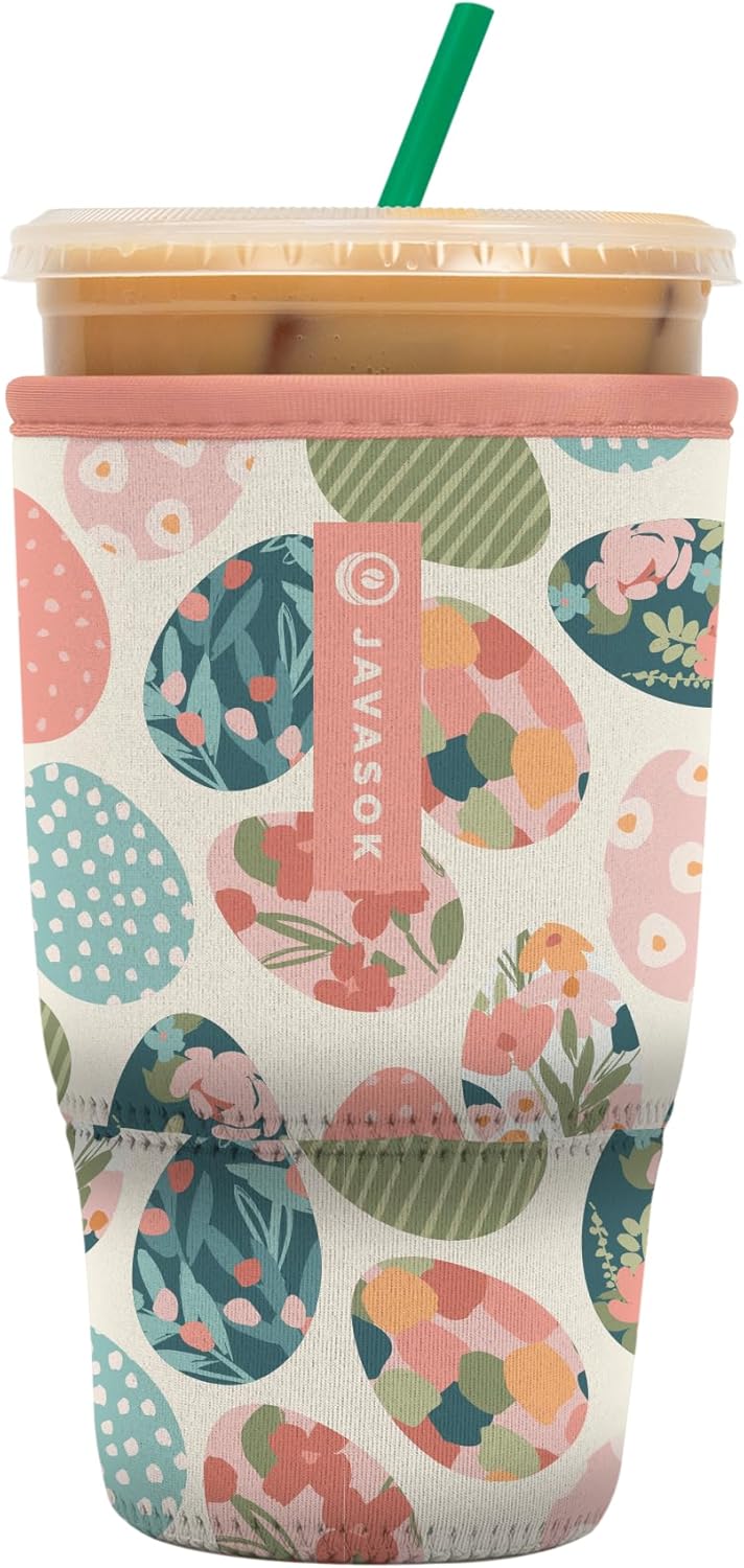Sok It JavaSok Iced Coffee & Cold Soda Insulated Neoprene Cup Sleeve (Hidden Treasures, Large: 30-32oz)