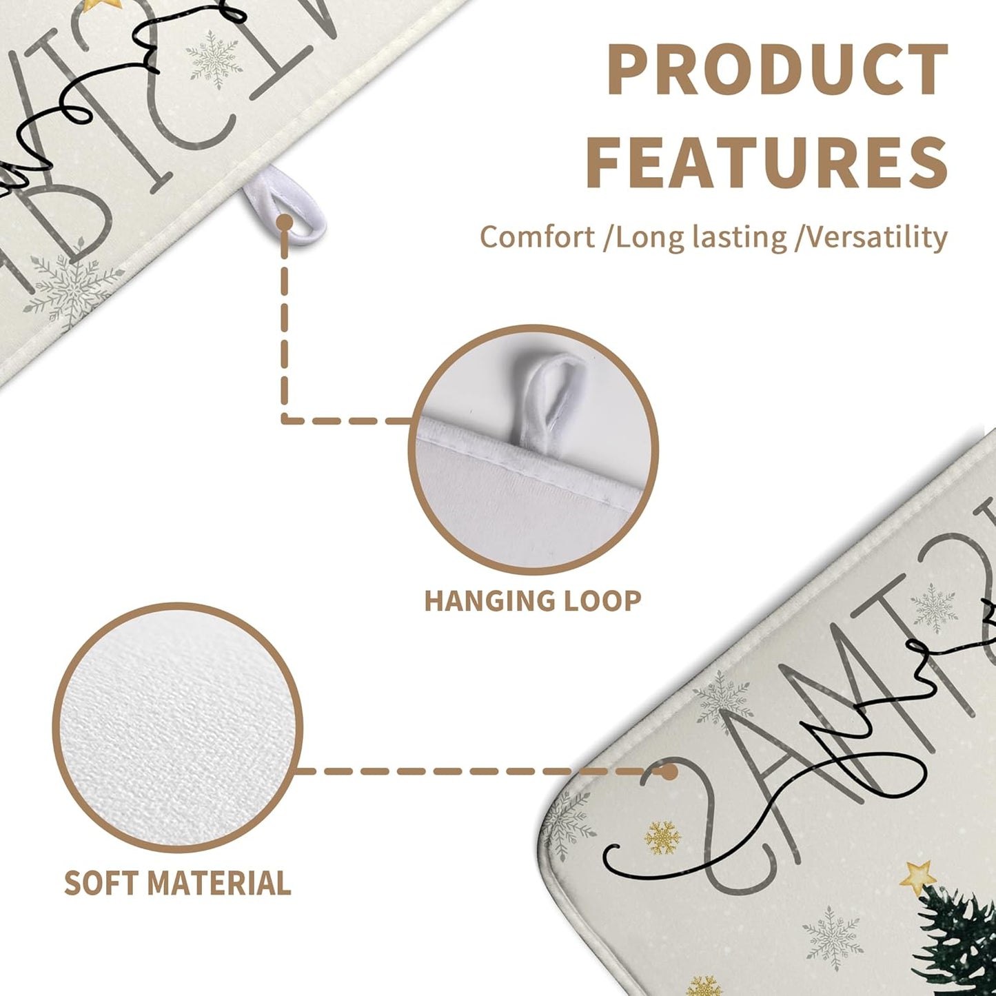 Merry Christma Trees Dish Drying Mat Winter Forest Large Kitchen Mats Dish Drying Pad Xmas Snow Absorbent Dish Dryer Mat for Kitchen Countertops Microfiber Drainer Pad Dish Drying Mats (18x24 in)