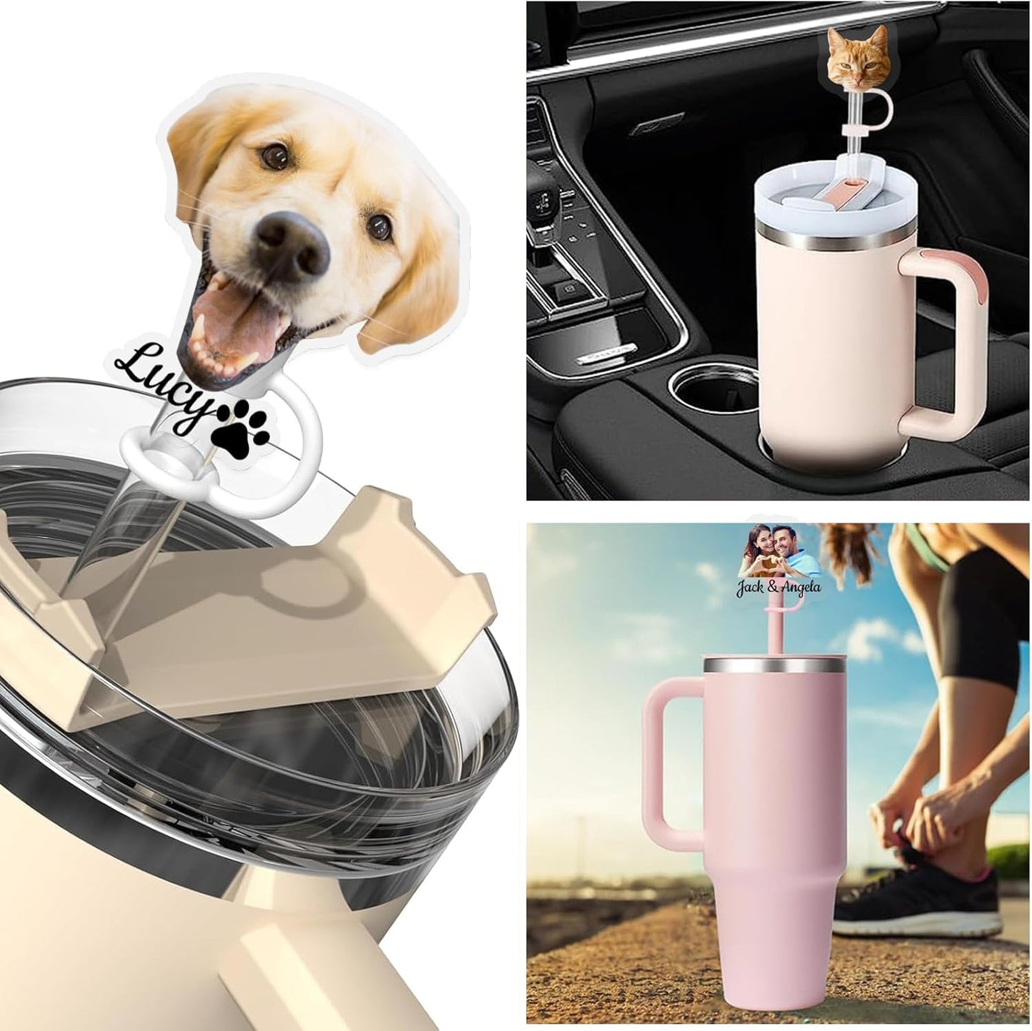 Personalized Stanley Straw Cover, Custom Silicone Straw Topper for Stanley Cups, 30 & 40 Oz TumblersReusable Straw Tips Protectors, 10mm/0.4in Straws (Custom)