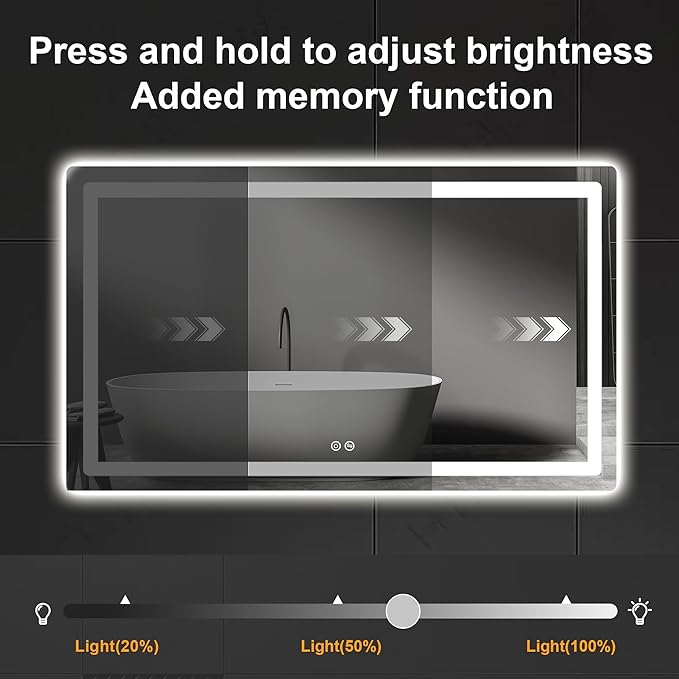 Led Mirror for Bathroom, 30x50 Bathroom Vanity Mirror for Wall - Image 2