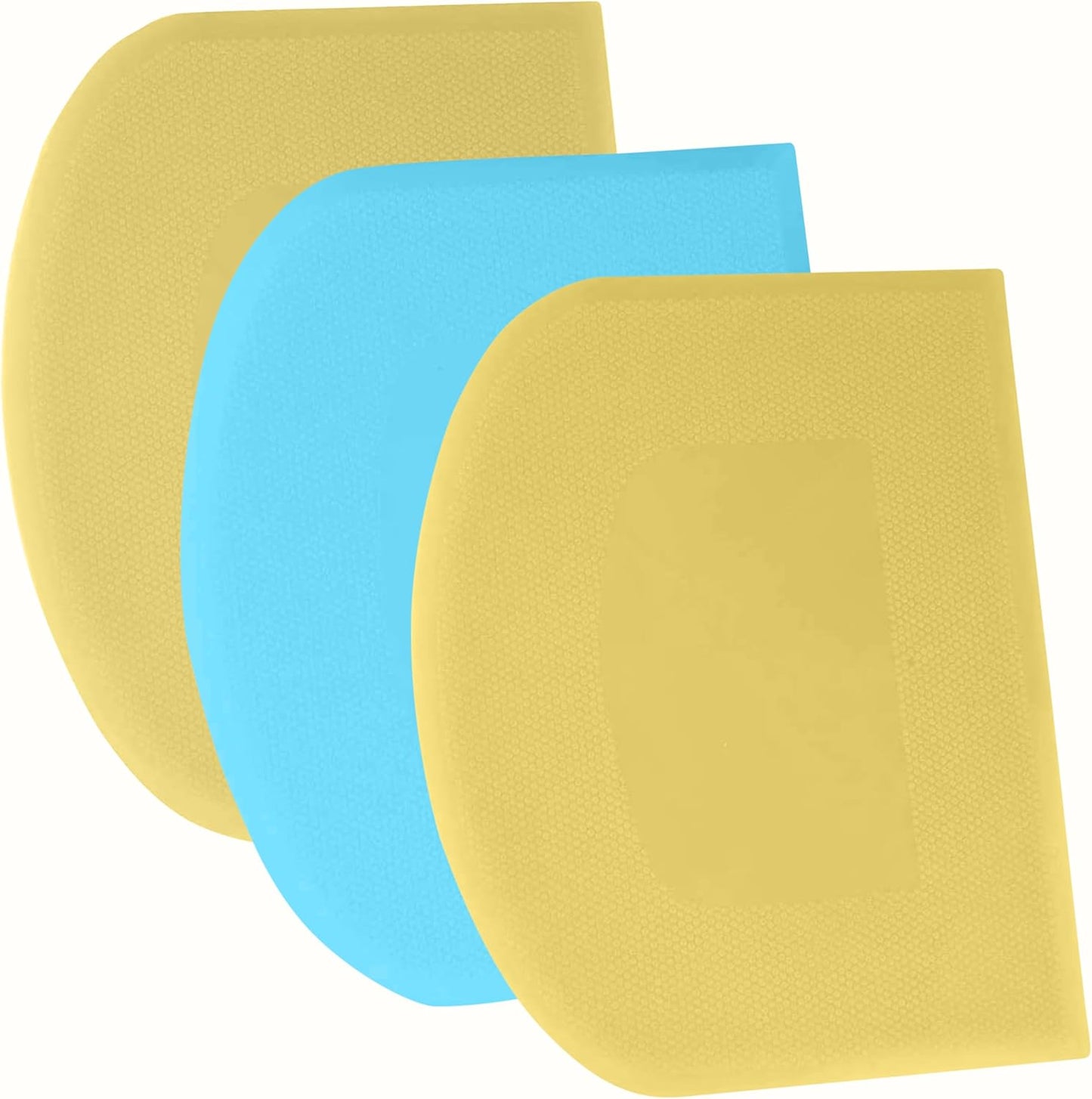 SURDOCA Dough Scraper Bench Scraper - 3P 5.9x4.3" Plastic Flexible Bowl Scraper, Sharp Edge & Angles Cake Scraper. Non-Slip Bakeware Decorating Tools Sculpting & Modeling Tools - Yellow+Blue+Yellow