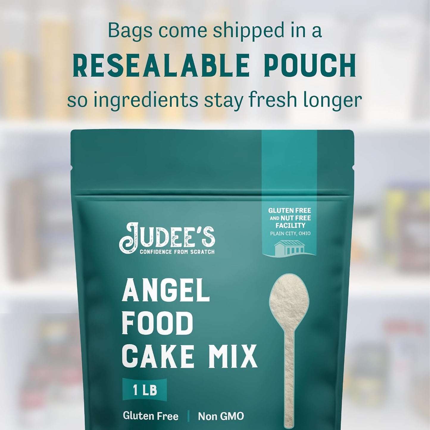 Judee's Gluten Free Angel Food Cake Mix - 1LB - Easy to Bake - Light and Fluffy Baking Mix - Delicious and 100% Gluten-Free - Ideal for Birthday Celebrations and Everyday Desserts