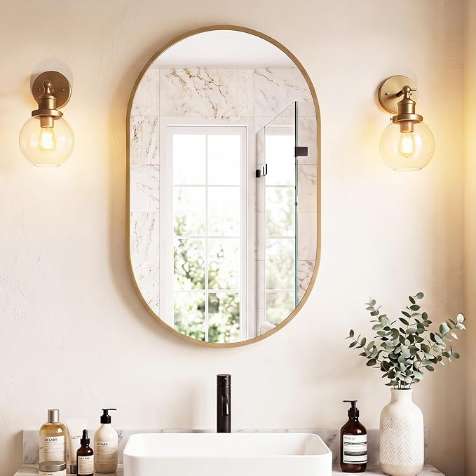 DUMOS 24" x 36" Oval Bathroom Mirror, Tempered Glass, Morden Vanity Mirror - Image 7