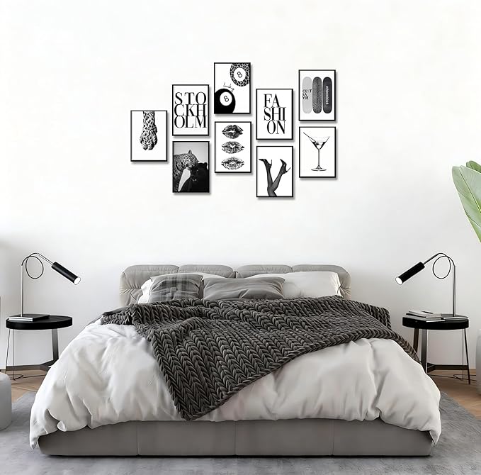 LOARTVE 9Pcs Black and White Fashion Wall Art Prints Trendy Leopard Stockholm - Image 5