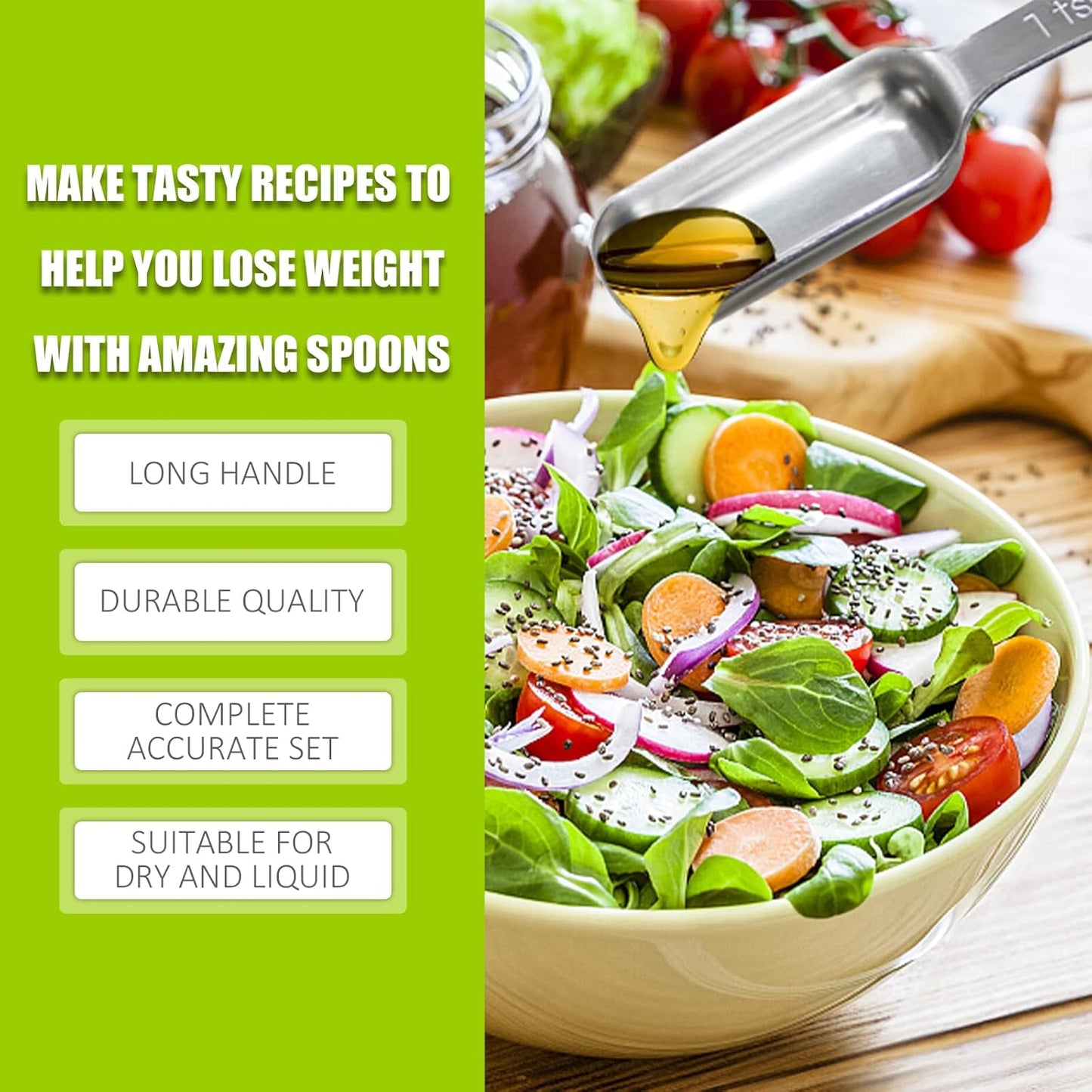 2PCS 2/3Tablespoon (2tsp, 10ml) Single Measuring Spoon, Individual Stainless Steel Long Handle Measure Teaspoon Only