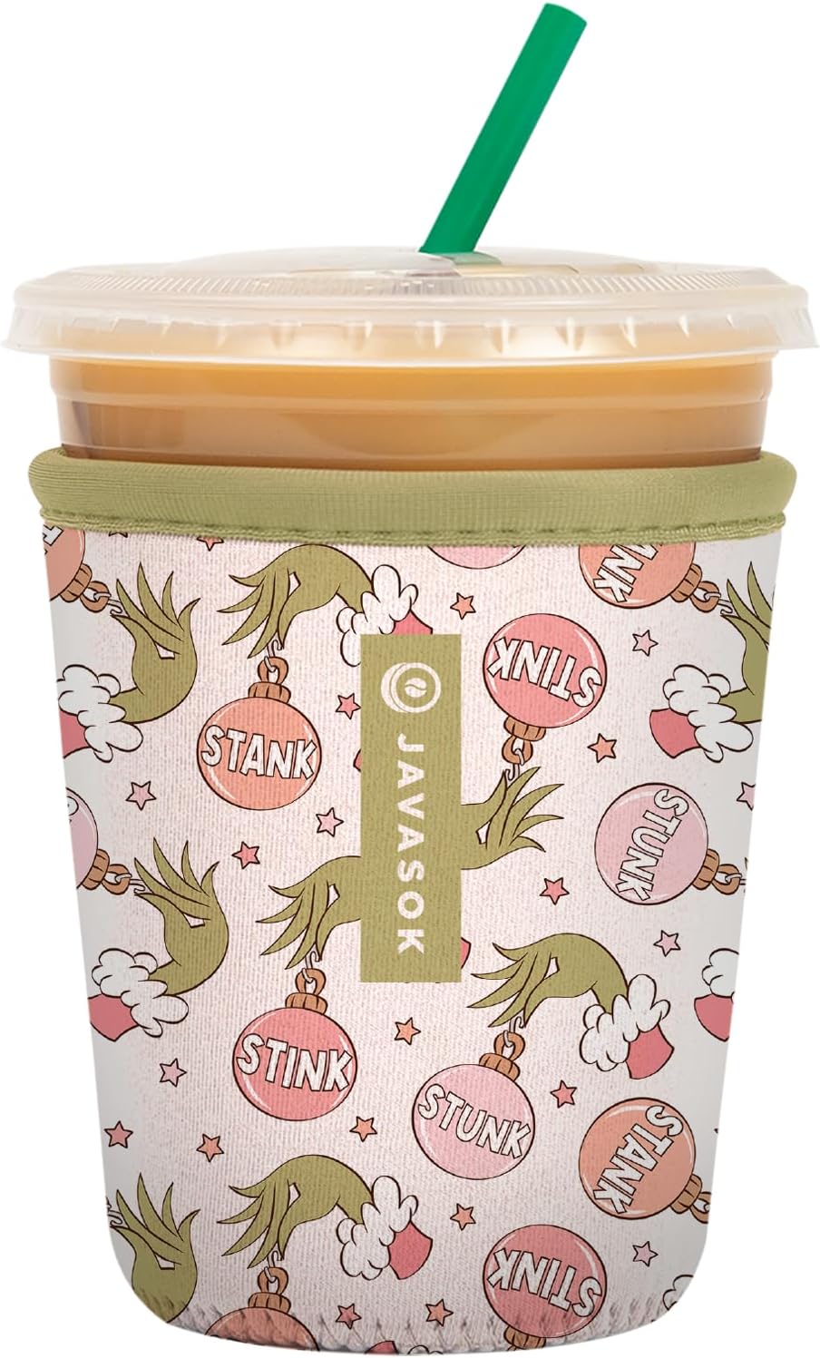 Sok It JavaSok Iced Coffee & Cold Soda Insulated Neoprene Cup Sleeve (Jingle Smells, Small: 16-20oz)