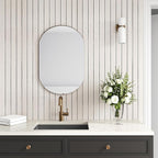VEELIKE Cream White Oak Wood Slat Wall Panel Peel and Stick 3D Faux Wood Wall - Image 5