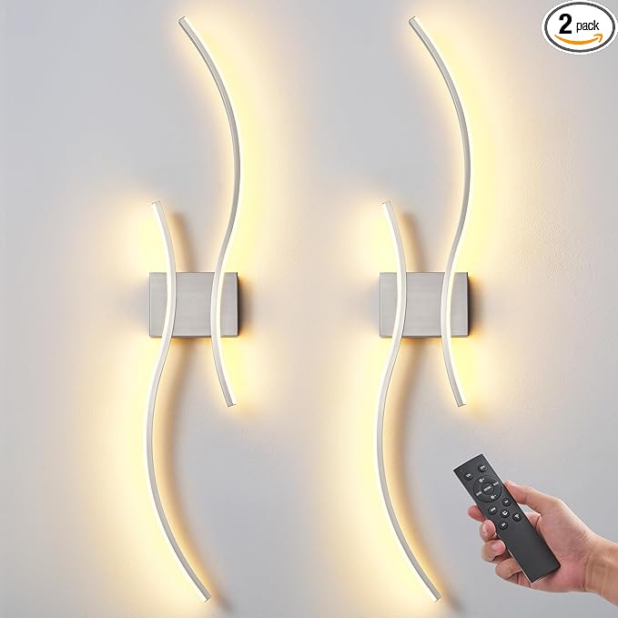 Battery Operated Wall Sconce Set of Two, Dimmable Modern LED Rechargeable Wall by Unknown