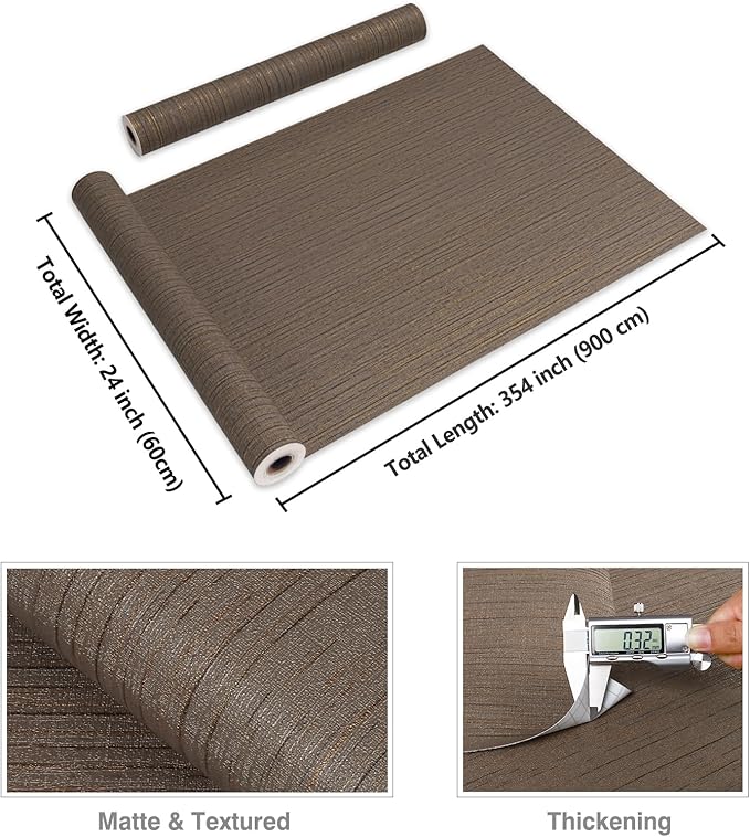 CRE8TIVE Large Size 24"x354" Grasscloth Textured Dark Brown Peel and Stick - Image 8