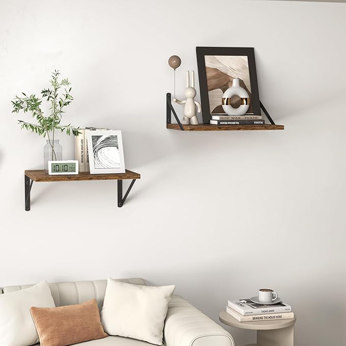 Heimlove Deep Floating Shelves for Wall, 16W x 12D Wood Wall Shelves Set of 2 - Image 7