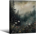 Dark Flower Field Poster Vintage Moody Academia Wall Art 08x10 inch Framed by rumlud