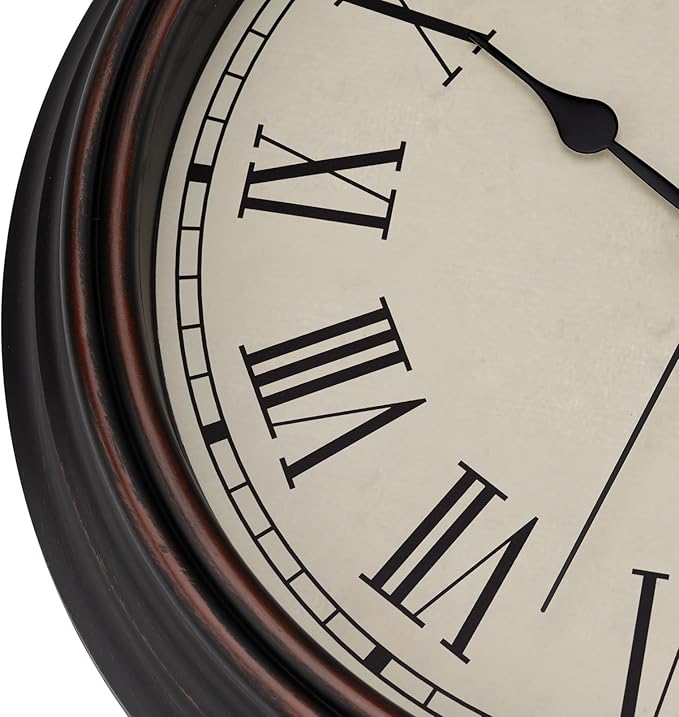 Foxtop 14 Inch Roman Numerals Wall Clock Battery Operated Silent Non-Ticking - Image 7