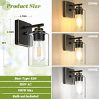 Set of 2 Wall Sconces for Bathroom, Modern Vanity Light Fixtures, Bronze Wall - Image 5