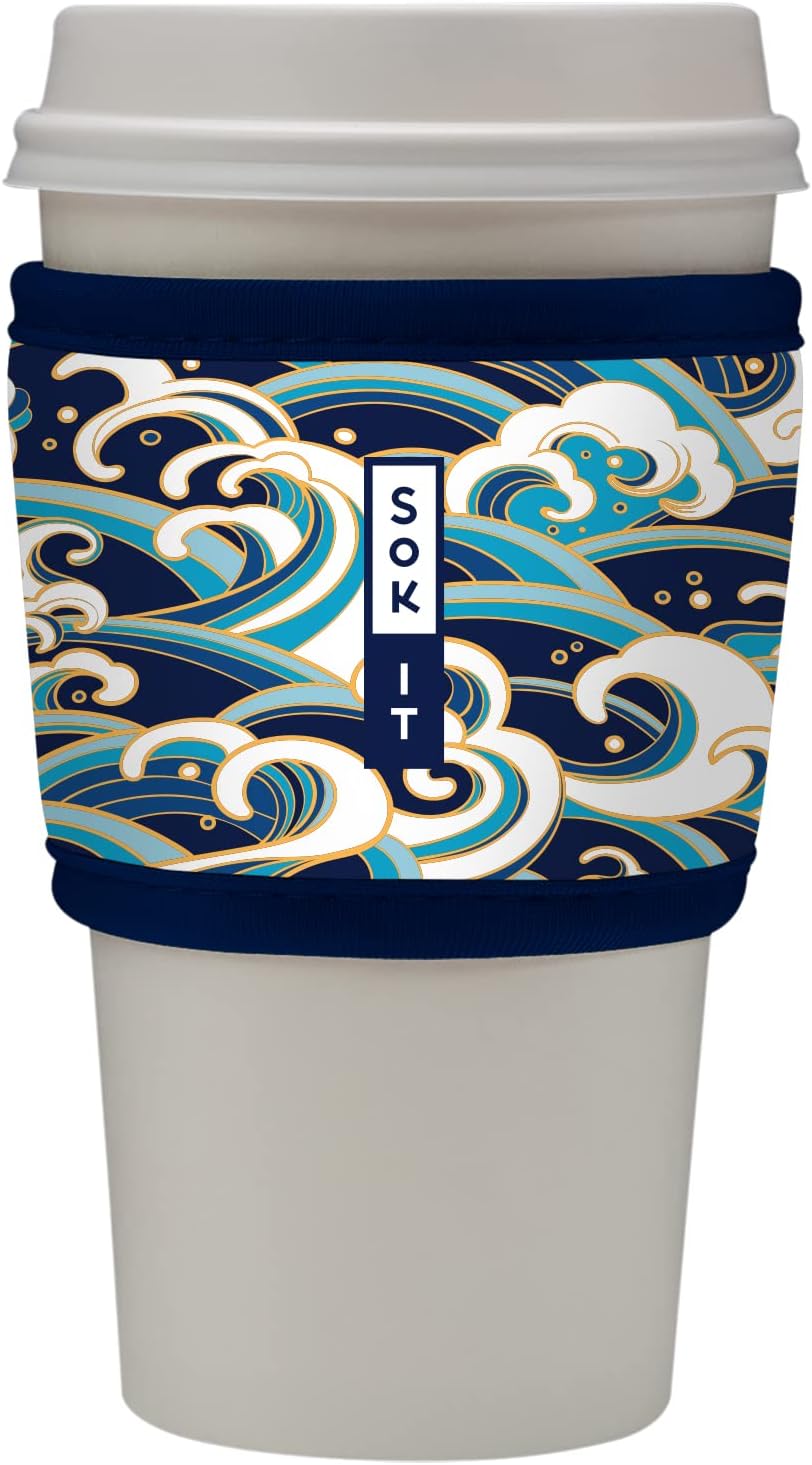 Sok It HotSok Coffee & Tea Reusable Insulated Neoprene Cup Sleeve (Perfect Wave)