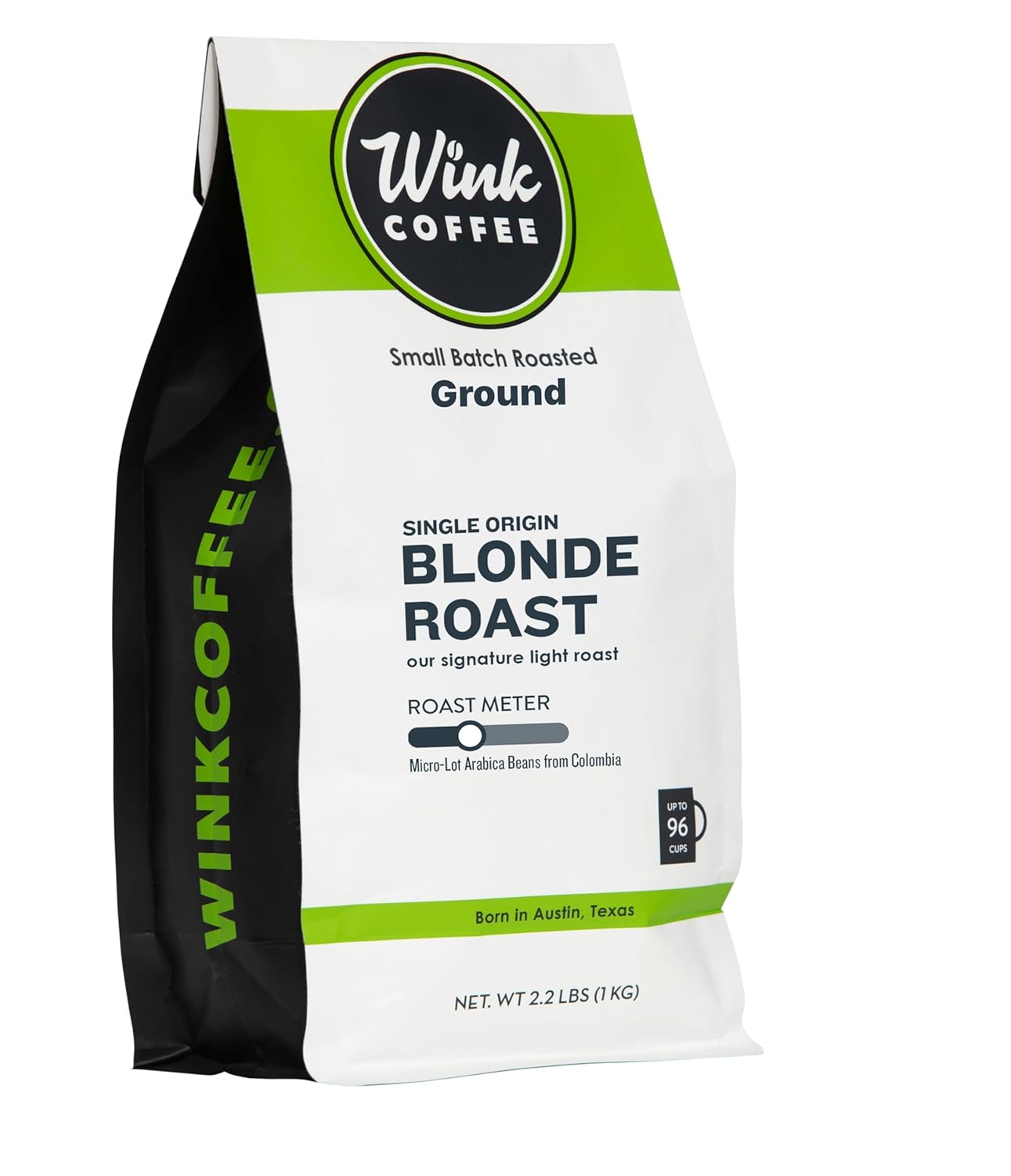 Wink Blonde Roast Ground Coffee, Large 2.2 Pound Bag, 100% Arabica Coffee Beans, Single Origin Colombian, Smooth, Light, and Complex