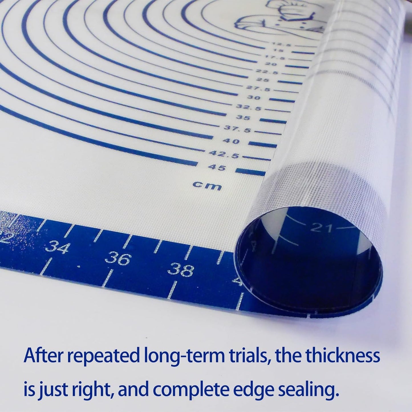 Large Silicone Pastry Mat for Rolling Dough Non Slip Non Stick Silicone Mats for Kitchen Counter 28x20"Blue