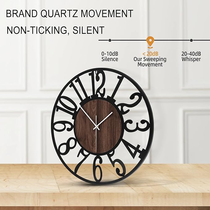 Large Wall Clock for Living Room Decor, 24 Inch Non Ticking Silent, Battery - Image 4