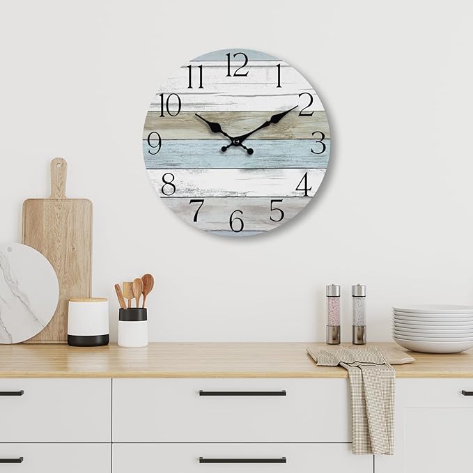 Wall Clock, 10 Inch Silent Non Ticking Wall Clocks Battery Operated, Rustic - Image 5
