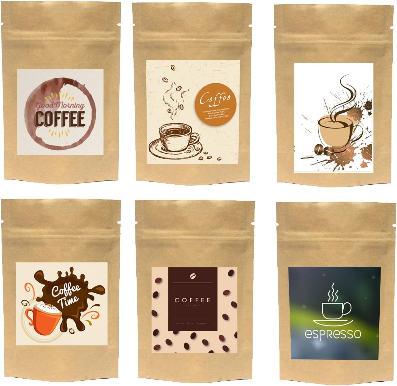 2 oz Stand up Zipper Pouch Bag - FDA and USDA Compliant Heavy Barrier 4X6X2 Inch (100, Natural Kraft)