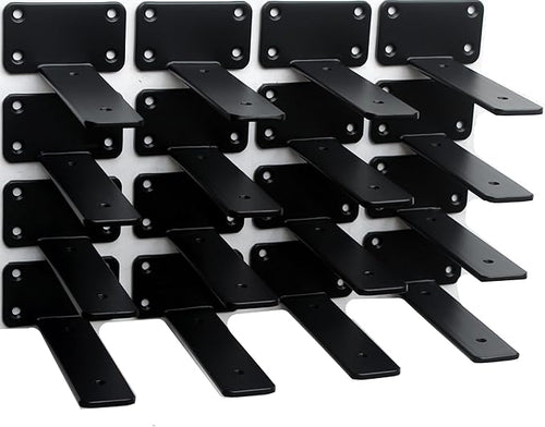 16 Pack - 6 inch Black Hidden L Shelf Bracket Iron Floating Shelf Brackets by MHMYDZ