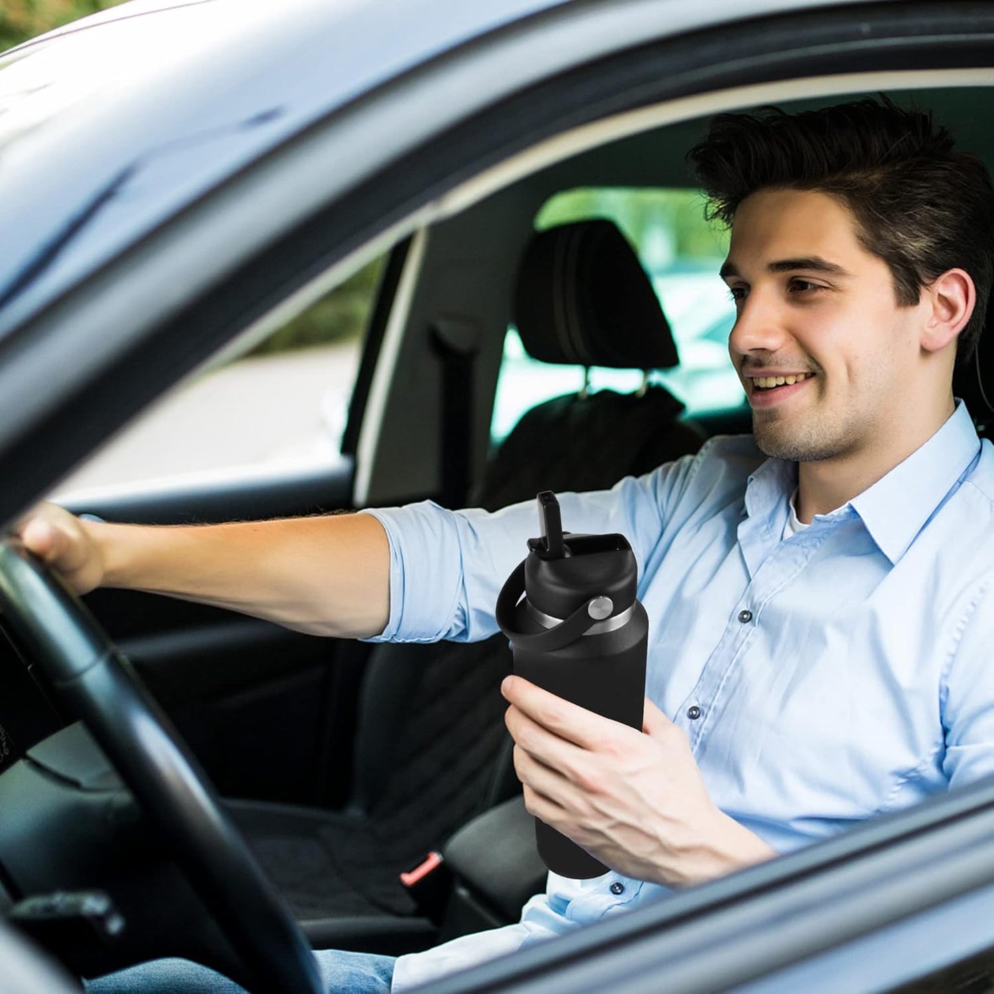 HYDROWION Stainless Steel Water Bottle, 32oz Tumbler Water Flask W/Straw Lid, Spout Lid and Flex Cap, Insulated Water Bottle (Cold for 48 Hrs,Hot for 24 Hrs) Fit in Any Car Cupholder,White&Purple