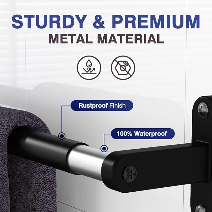 Powools Matte Black Towel Rack for Bathroom - Image 2