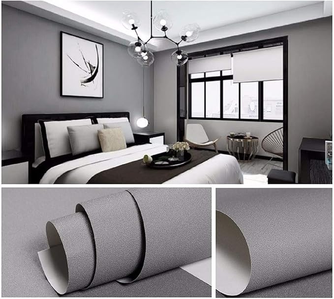 practicalWs Gray Self-Adhesive Wallpaper SelfA-dhesive Film Stick Paper Easy to - Image 2