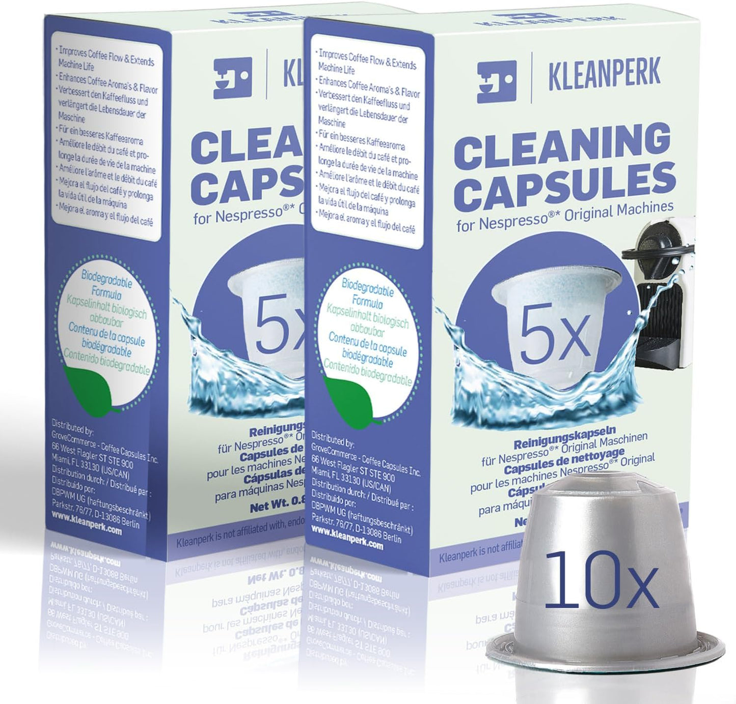 10 Pack Cleaning Pods Compatible with Nespresso Original Machines I Cleaning Kit for Better Tasting Coffee I Coffee Machine Cleaner I Easy and Safe to Use