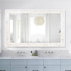 Tanmicoshomy 24 x 47 Inch White Rectangle Wall Mirror, Natual Shell Framed - Image 6