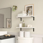 RICHER HOUSE Floating Wall Shelves, Rustic Wood Bathroom Shelves Set of 2 - Image 6