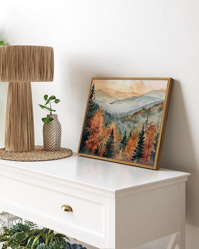 InSimSea Framed Canvas Wall Art Vintage Decor, Fall Pictures Home Bathroom Wall - Image 5
