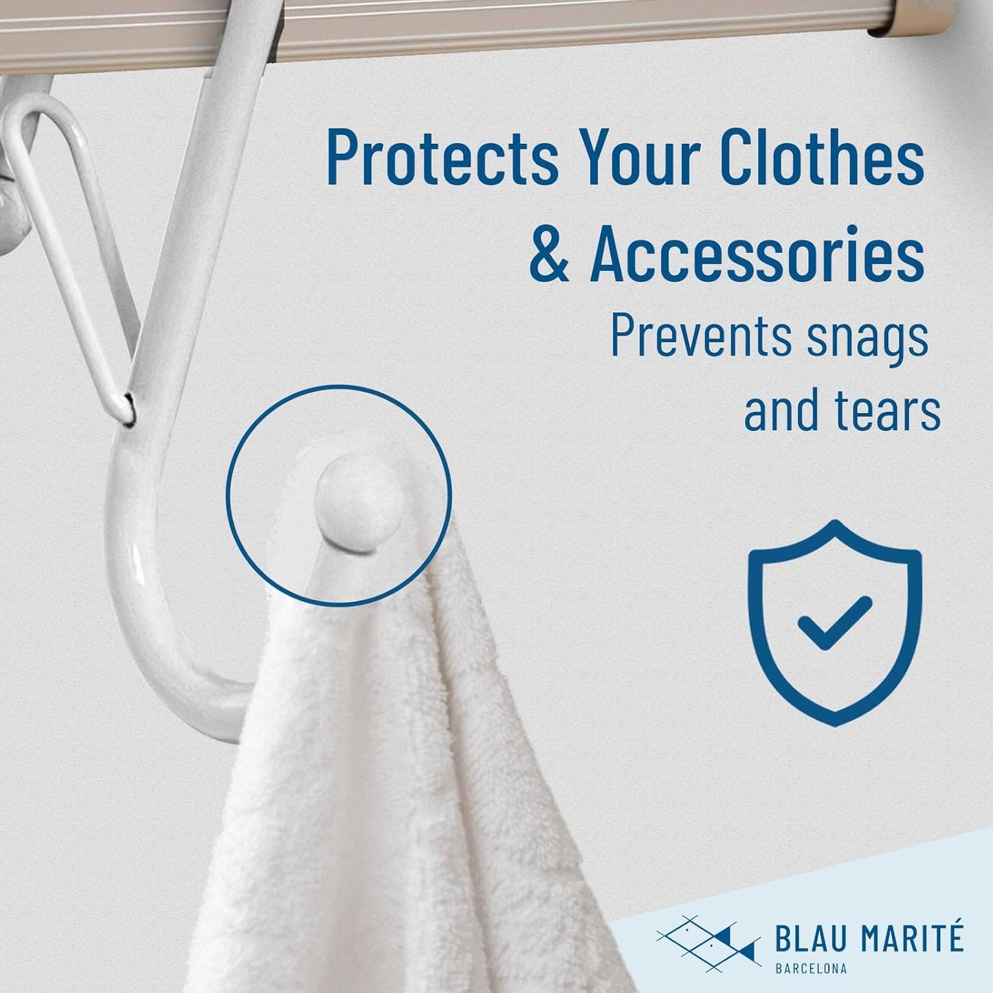 10-Pack Metal S Hooks for Hanging – Heavy-Duty S-Shaped Hooks with Safety Buckle – Fits Bars up to 0.8 in – Anti-Drop S-Hooks for Kitchen, Bathroom, Closet & Pot Racks – White (Medium)