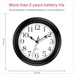 Foxtop Silent Non-Ticking Round Classic Clock Retro Quartz Decorative Battery - Image 2