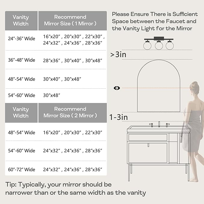24" x 32" Silver Arched Mirror, Arch Wall Mirror, Metal Frame Black Bathroom - Image 7