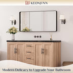Keonjinn Black Bathroom Mirror for Over Sink, 42 x 20 Inch Rounded Rectangle - Image 2