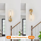 Wall Sconces Set of Two, Brushed Gold Bathroom Sconces - Image 7