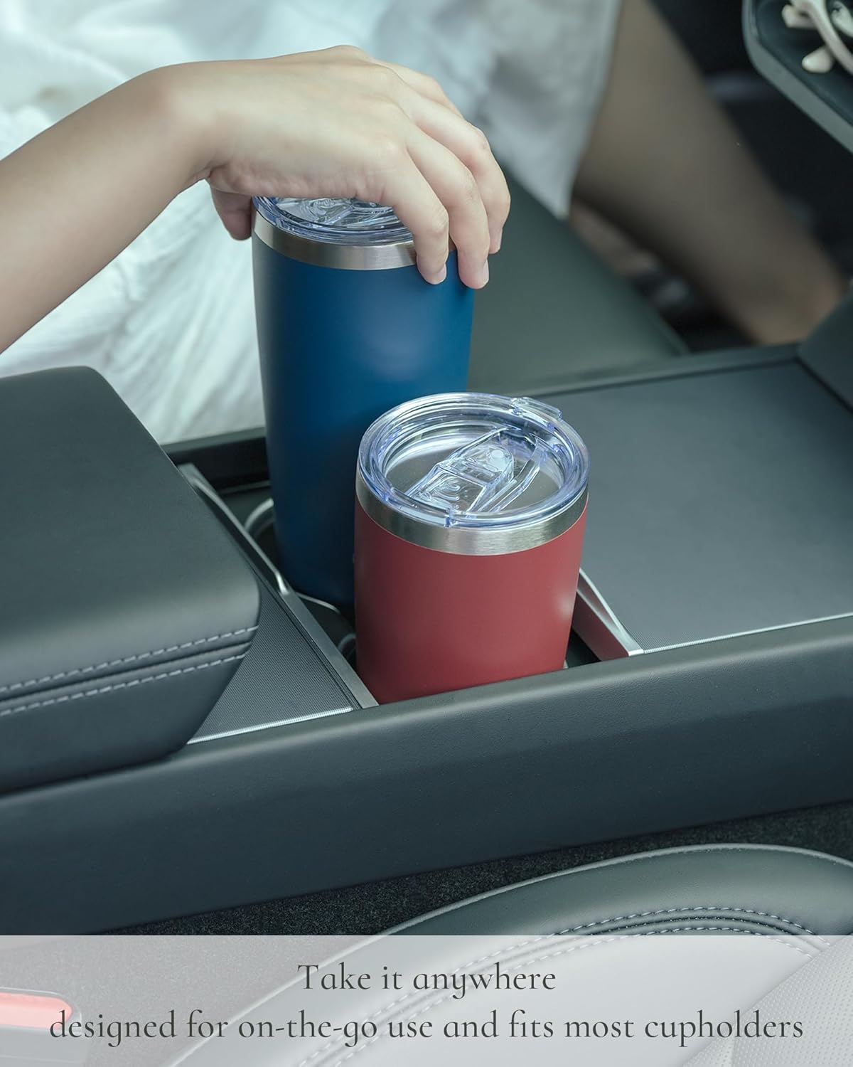 Travel Coffee Tumbler 20oz, Leakproof Travel Coffee Mug with Lid and Straw, Stainless Steel Double Wall Vacuum Insulated Tumbler for Hot/Iced Drinks (Textured Matte, Soft Pink)